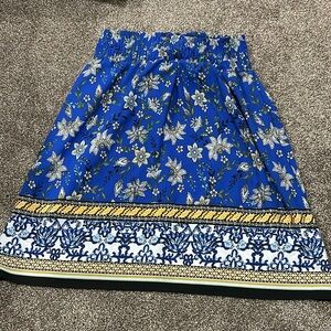 Bobeau Midi Below the Knee Pull on Skirt Blue Multi Floral small